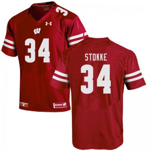 Mens Wisconsin Badgers Mason Stokke #34 Red Stitch Jersey 777126-586