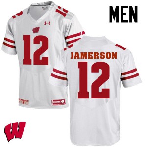 Mens Wisconsin Badgers Natrell Jamerson #12 White Official Jersey 665923-998