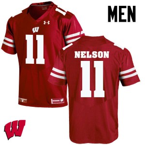 Men's Wisconsin Badgers Nick Nelson #11 Embroidery Red Jerseys 442282-848