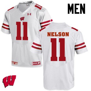 Men's Wisconsin Badgers Nick Nelson #11 Stitch White Jerseys 484197-493