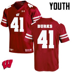 Youth Wisconsin Badgers Noah Burks #41 Football Red Jersey 892862-123