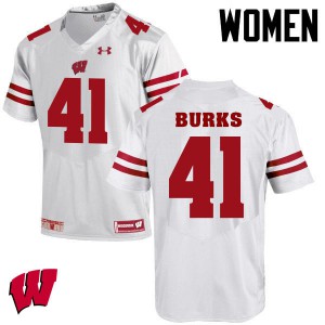 Women Wisconsin Badgers Noah Burks #41 White Alumni Jersey 376444-972