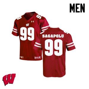 Men's Wisconsin Badgers Olive Sagapolu #65 Red Stitched Jersey 177587-456