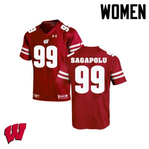 Womens Wisconsin Badgers Olive Sagapolu #65 NCAA Red Jerseys 554586-331