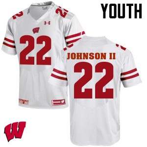 Youth Wisconsin Badgers Patrick Johnson Ii #22 Stitch White Jersey 241002-631