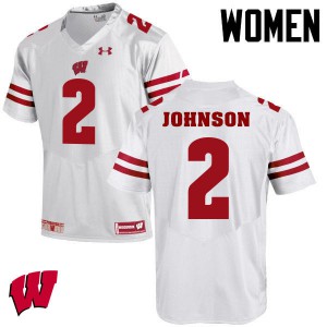 Womens Wisconsin Badgers Patrick Johnson #2 Stitched White Jerseys 260117-521