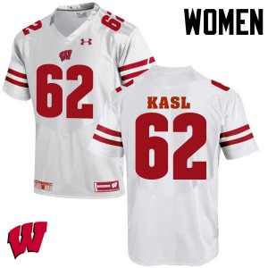 Womens Wisconsin Badgers Patrick Kasl #62 Official White Jersey 795650-494