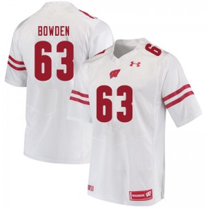 Men's Wisconsin Badgers Peter Bowden #63 White Embroidery Jersey 682348-817