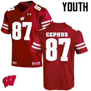 Youth Wisconsin Badgers Quintez Cephus #87 Red Embroidery Jerseys 159891-801
