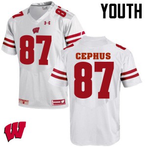 Youth Wisconsin Badgers Quintez Cephus #87 High School White Jersey 984078-171