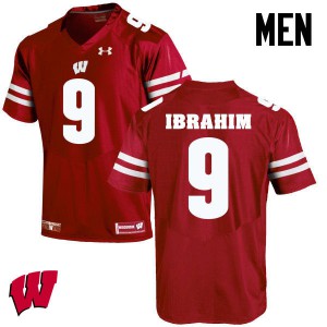 Men's Wisconsin Badgers Rachid Ibrahim #9 Embroidery Red Jersey 189149-298