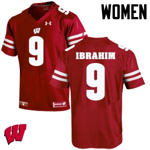 Womens Wisconsin Badgers Rachid Ibrahim #9 NCAA Red Jerseys 590148-906