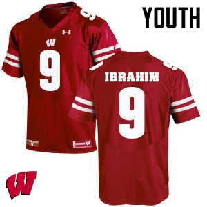 Youth Wisconsin Badgers Rachid Ibrahim #9 Red Stitch Jersey 283316-110