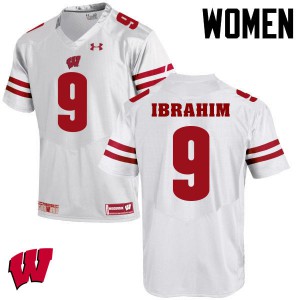 Womens Wisconsin Badgers Rachid Ibrahim #9 Official White Jersey 960568-334