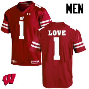 Mens Wisconsin Badgers Reggie Love #1 College Red Jersey 682749-984
