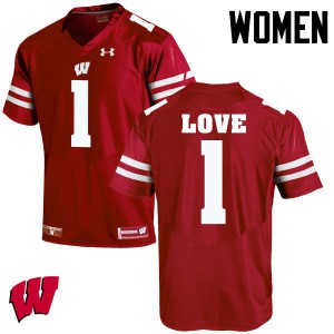 Womens Wisconsin Badgers Reggie Love #1 University Red Jerseys 713160-244