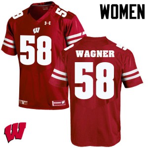 Women Wisconsin Badgers Rick Wagner #58 Red Stitch Jersey 889491-365