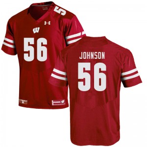 Mens Wisconsin Badgers Rodas Johnson #56 Red University Jerseys 304145-549