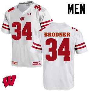 Men Wisconsin Badgers Sam Brodner #34 White University Jerseys 185306-420