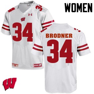 Womens Wisconsin Badgers Sam Brodner #34 White High School Jerseys 586916-233