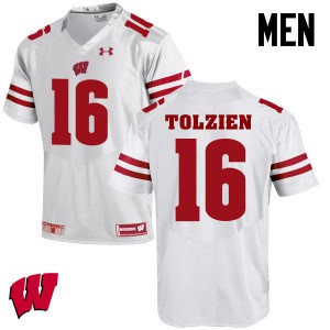 Men's Wisconsin Badgers Scott Tolzien #16 College White Jerseys 874729-627