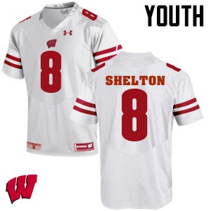 Youth Wisconsin Badgers Sojourn Shelton #8 High School White Jerseys 956972-931