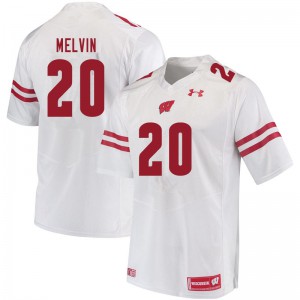 Men Wisconsin Badgers Semar Melvin #20 Stitched White Jerseys 995175-569