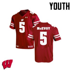 Youth Wisconsin Badgers Tanner McEvoy #5 Stitch Red Jersey 701000-335