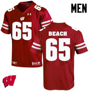 Men Wisconsin Badgers Tyler Beach #65 Red Football Jersey 614298-523