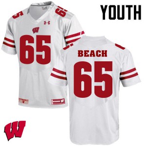 Youth Wisconsin Badgers Tyler Beach #65 High School White Jersey 323592-488