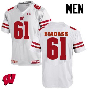 Men's Wisconsin Badgers Tyler Biadasz #61 Embroidery White Jerseys 627921-557