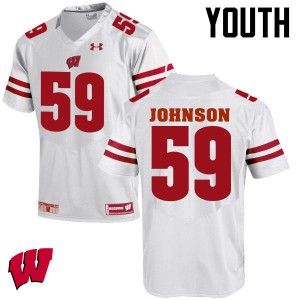 Youth Wisconsin Badgers Tyler Johnson #59 Embroidery White Jerseys 412004-742