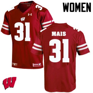 Womens Wisconsin Badgers Tyler Mais #31 Football Red Jersey 275760-911