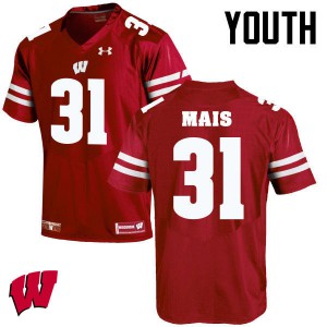 Youth Wisconsin Badgers Tyler Mais #31 Red Embroidery Jerseys 213994-917