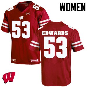 Women Wisconsin Badgers T.J. Edwards #53 University Red Jerseys 109930-970