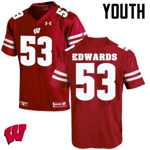 Youth Wisconsin Badgers T.J. Edwards #53 Red Football Jerseys 752359-213