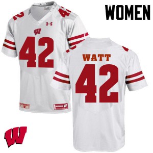 Women Wisconsin Badgers T.J. Watt #42 White University Jerseys 238028-200