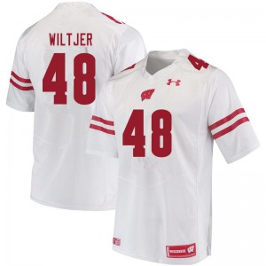 Mens Wisconsin Badgers Travis Wiltjer #48 White Official Jerseys 946350-333