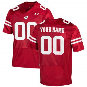 Mens Wisconsin Badgers Custom #00 Red Player Jerseys 575122-442