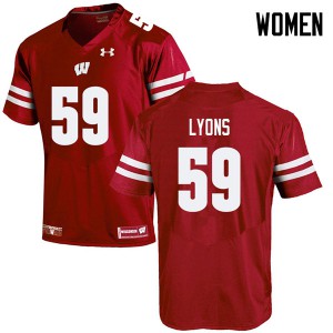 Women Wisconsin Badgers Andrew Lyons #59 Red Embroidery Jersey 782936-487