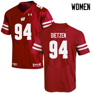 Womens Wisconsin Badgers Boyd Dietzen #94 Stitch Red Jersey 861671-512