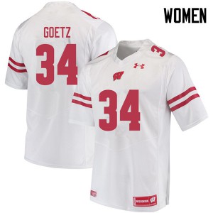 Womens Wisconsin Badgers C.J. Goetz #34 White Official Jerseys 476912-796