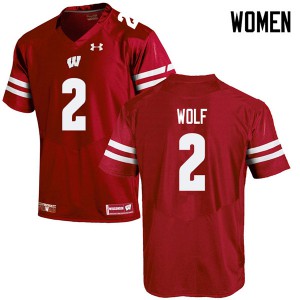 Women Wisconsin Badgers Chase Wolf #2 Red High School Jerseys 302438-567