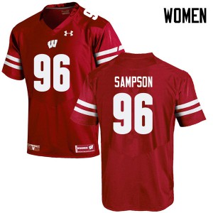 Womens Wisconsin Badgers Cormac Sampson #96 Official Red Jersey 735522-391
