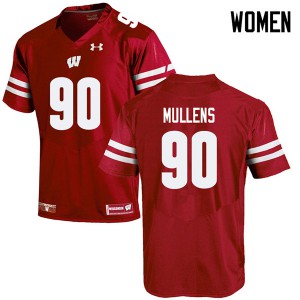Women's Wisconsin Badgers Isaiah Mullens #90 Embroidery Red Jerseys 890068-645