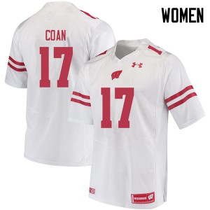 Womens Wisconsin Badgers Jack Coan #17 White Embroidery Jersey 418500-539