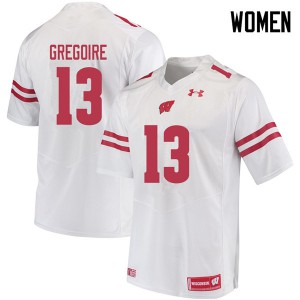 Women Wisconsin Badgers Mike Gregoire #13 White Player Jersey 240948-160