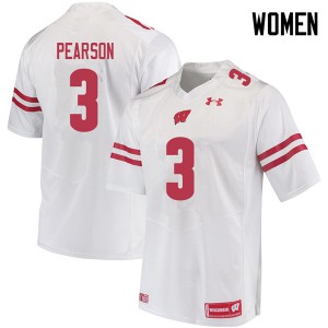 Womens Wisconsin Badgers Reggie Pearson #3 Stitched White Jersey 720720-324