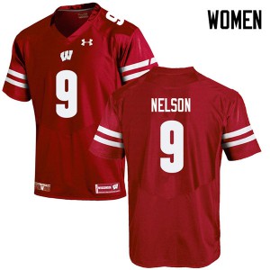 Womens Wisconsin Badgers Scott Nelson #9 Red Embroidery Jersey 712923-716