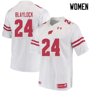Womens Wisconsin Badgers Travian Blaylock #24 White Football Jersey 866474-152
